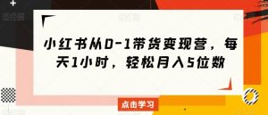 小红书从0-1带货变现营,每天1小时,轻松月入5位数-最全项目网