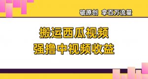 搬运西瓜视频强撸中视频收益,日赚600+破原创,拿百万流量【揭秘】-最全项目网