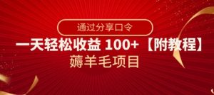 薅羊毛项目，靠分享口令，一天轻松收益100+【附教程】【揭秘】-最全项目网