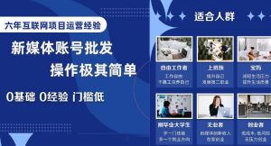新媒体账号批发,操作极其简单,0基础0经验门槛低【揭秘】-最全项目网