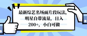 最新综艺名场面片段玩法，明星自带流量，日入200+，小白可做【揭秘】-最全项目网