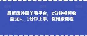 最新国外薅羊毛平台，2分钟视频收益50+，1分钟上手，保姆级教程【揭秘】-最全项目网