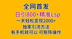 全网首发！日引800+精准老色批，一天变现2000+，独家引流方法，可矩阵操作【揭秘】-最全项目网
