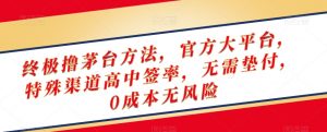 终极撸茅台方法,官方大平台,特殊渠道高中签率,无需垫付,0成本无风险【揭秘】-最全项目网