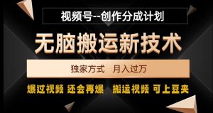 视频号无脑搬运新技术,破原创壕流量,独家方式,爆过视频,还会再爆【揭秘】-最全项目网