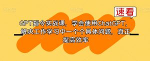 GPT指令实战课,学会使用ChatGPT,解决工作学习中一个个具体问题,真正提高效率-最全项目网