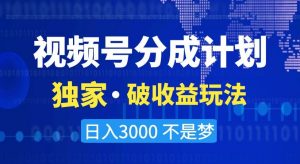 视频号分成计划，独家·破收益玩法，日入3000不是梦【揭秘】-最全项目网