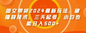 图文带货2024最新玩法，破播放技术，三天起号，小白也能日入500+【揭秘】-最全项目网