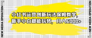小红书运营创新玩法保姆教学,新手小白都能玩转,月入6000+【揭秘】-最全项目网