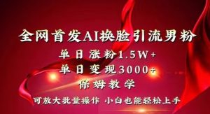 全网首发Ai换脸引流男粉，单日涨粉1.5w+，单日变现3000+，小白也能轻松上手拿结果【揭秘】-最全项目网