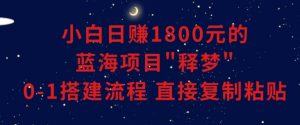 小白能日赚1800元的蓝海项目”释梦”0-1搭建流程可直接复制粘贴长期做【揭秘】-最全项目网