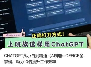 CHATGPT从小白到精通，AI神器+OFFICE全家桶，助力10倍提升工作效率-最全项目网