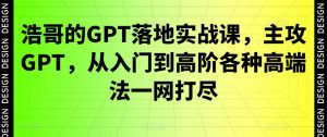 浩哥的GPT落地实战课,主攻GPT,从入门到高阶各种高端法一网打尽-最全项目网