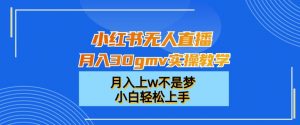 小红书无人直播月入30gmv实操教学,月入上w不是梦,小白轻松上手【揭秘】-最全项目网