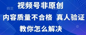 视频号非原创,内容质量不合格,真人验证,违规怎么解决【揭秘】-最全项目网