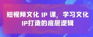 短视频文化IP课,学习文化IP打造的底层逻辑-最全项目网