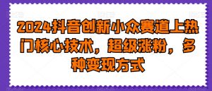 2024抖音创新小众赛道上热门核心技术,超级涨粉,多种变现方式【揭秘】-最全项目网