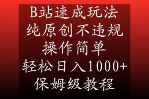 B站速成玩法,纯原创不违规,操作简单,轻松日入1000+,保姆级教程【揭秘】-最全项目网