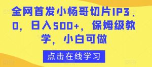 全网首发小杨哥切片IP3.0,日入500+,保姆级教学,小白可做【揭秘】-最全项目网