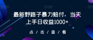 最新野路子暴力赔付，当天上手日收益1000+【仅揭秘】-最全项目网