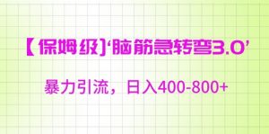 保姆级脑筋急转弯3.0，暴力引流，日入400-800+【揭秘】-最全项目网