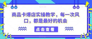 商品卡爆店实操教学,每一次风口,都是最好的机会-最全项目网