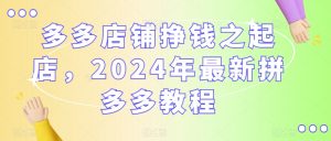 多多店铺挣钱之起店，2024年最新拼多多教程-最全项目网