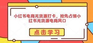 小红书电商无货源打卡,抢先占领小红书无货源电商风口-最全项目网