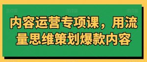 内容运营专项课，用流量思维策划爆款内容-最全项目网