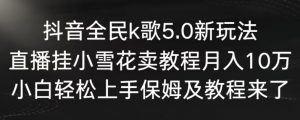 抖音全民k歌5.0新玩法，直播挂小雪花卖教程月入10万，小白轻松上手，保姆及教程来了【揭秘】-最全项目网