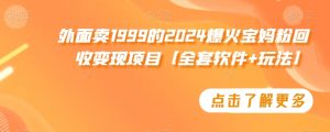 外面卖1999的2024爆火宝妈粉回收变现项目【全套软件+玩法】【揭秘】-最全项目网