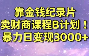 财经纪录片联合财商课程的变现策略,暴力日变现3000+,喂饭级别教学【揭秘】-最全项目网