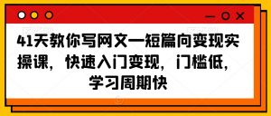 41天教你写网文—短篇向变现实操课，快速入门变现，门槛低，学习周期快-最全项目网