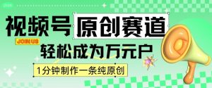 2024视频号最新原创赛道,1分钟一条原创作品,日入4位数轻轻松松-最全项目网
