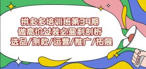 拼多多培训班第34期:做高价女装必盈利剖析选品/测款/运营/推广/拓展-最全项目网