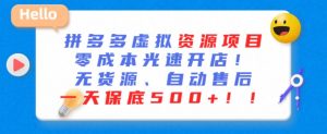 最新拼多多虚拟资源项目,零成本光速开店,无货源、自动回复,一天保底500+【揭秘】-最全项目网