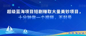 超级蓝海项目短剧赚取大量美钞项目,国内短剧出海tk赚美钞,十分钟做一个视频【揭秘】-最全项目网