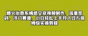 爆火治愈系情感文案视频制作,流量密码,冷门赛道,小白轻松上手月入过万保姆级实操教程【揭秘】-最全项目网