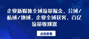 企业新媒体全域流量掘金,公域/私域/地域,企业全域获客,百亿流量收割器-最全项目网