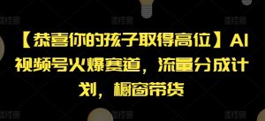 【恭喜你的孩子取得高位】AI视频号火爆赛道，流量分成计划，橱窗带货【揭秘】-最全项目网