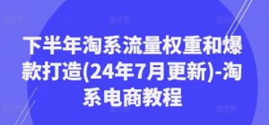 下半年淘系流量权重和爆款打造(24年7月更新)-淘系电商教程-最全项目网