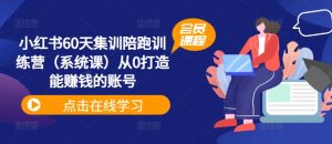 小红书60天集训陪跑训练营(系统课)从0打造能赚钱的账号-最全项目网