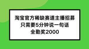 淘宝官方稀缺赛道主播招募 ,只需要5分钟说一句话, 全勤奖2000【揭秘】-最全项目网