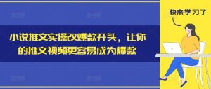 小说推文实操改爆款开头，让你的推文视频更容易成为爆款-最全项目网