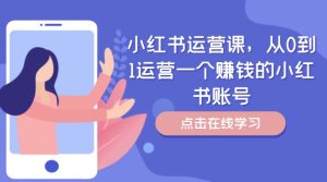 小红书运营课，从0到1运营一个赚钱的小红书账号-最全项目网