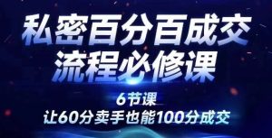 私密百分百成交流程线上训练营,绝对成交,让60分卖手也能100分成交-最全项目网