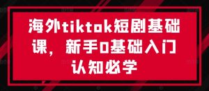 海外tiktok短剧基础课，新手0基础入门认知必学-最全项目网