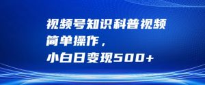 视频号知识科普视频,简单操作,小白日变现500+【揭秘】-最全项目网
