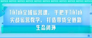 TikTok全域运营课,手把手TikTok实战运营教学,打造带货全链路生态闭环-最全项目网