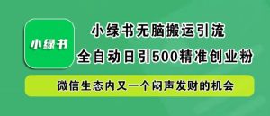 小绿书无脑搬运引流,全自动日引500精准创业粉,微信生态内又一个闷声发财的机会【揭秘】-最全项目网